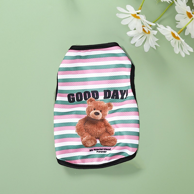 Cute Striped Print Custom Color Dog Clothing Sleeveless Pet Vest Tank Top