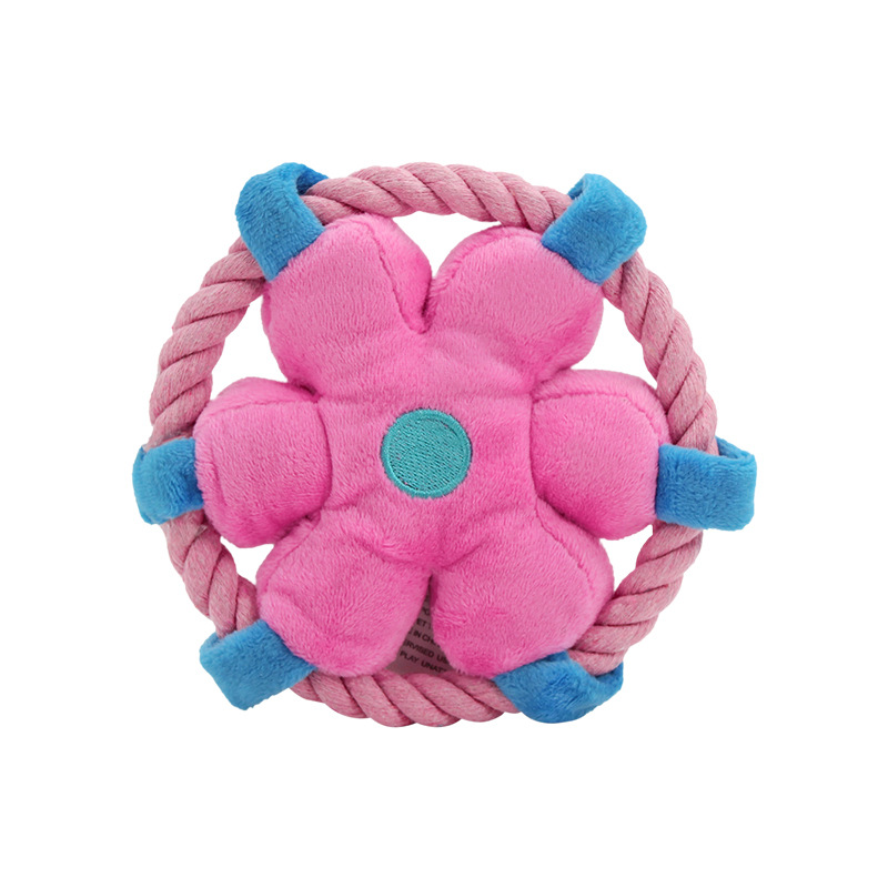 OEM/ODM Pet Plush Frisbee Flower Cotton Rope Dog Training Toy