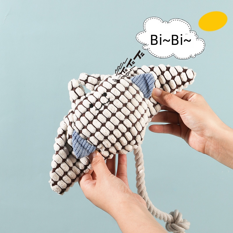 Custom Pet Squeaky Stingray Plush Dog Toy with Cotton Rope Tail