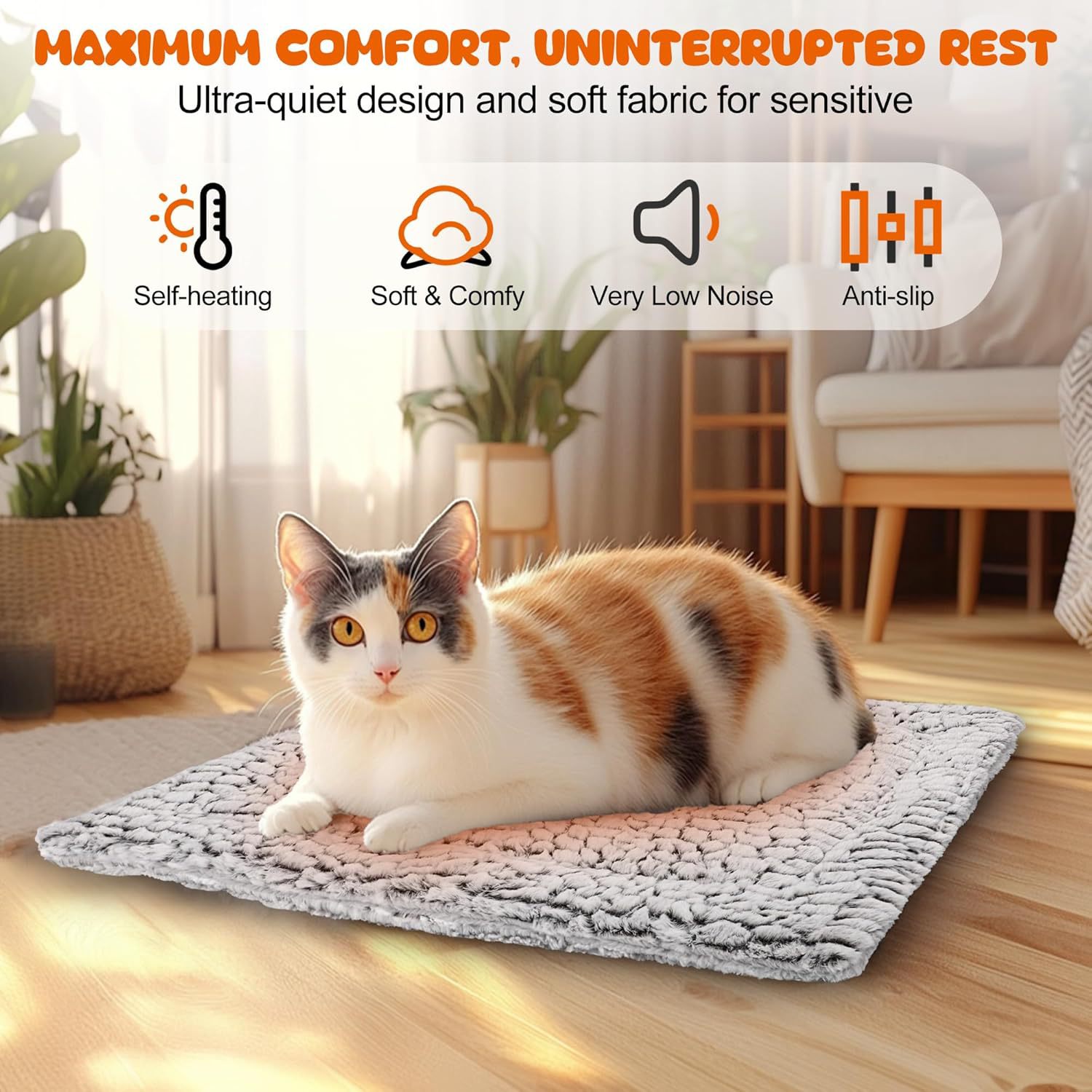Custom Self-heating Thermal Thick Plush Pet Bed Dog Cozy Mat