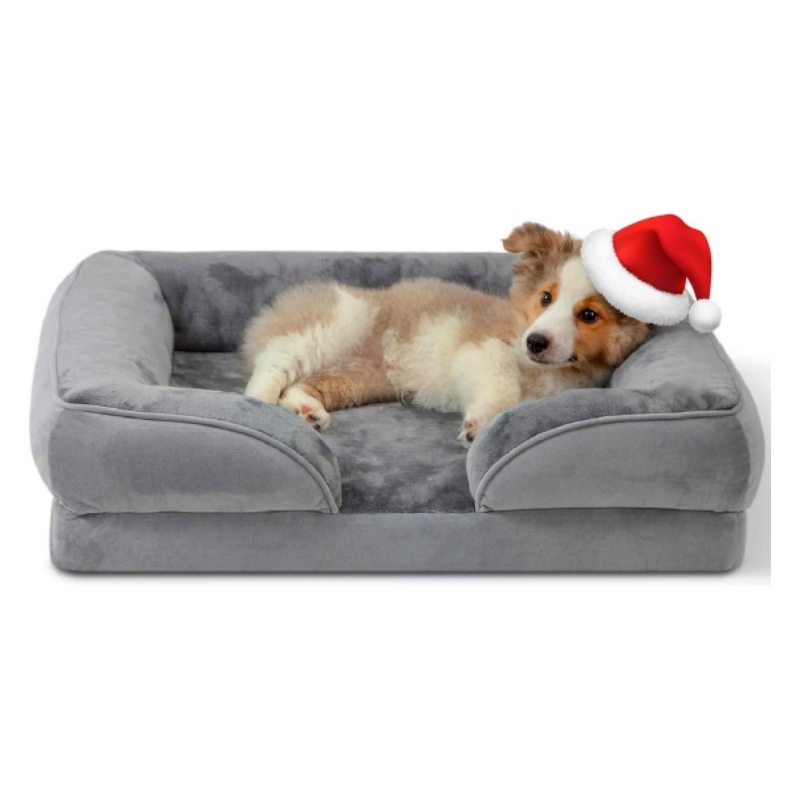 Custom Logo Dog Suede Plush Sofa-Style Pet Soft Bed