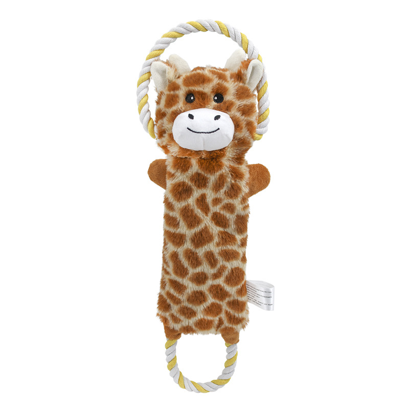 Custom Animal Pet Plush Rope Handles Dog Chew Interactive Toy