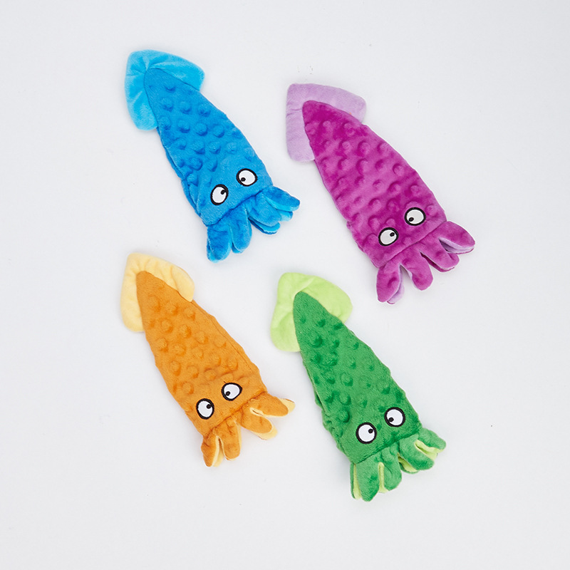 Pet Plush Soft Squid Custom Color Dog Chew Squeaky Toy