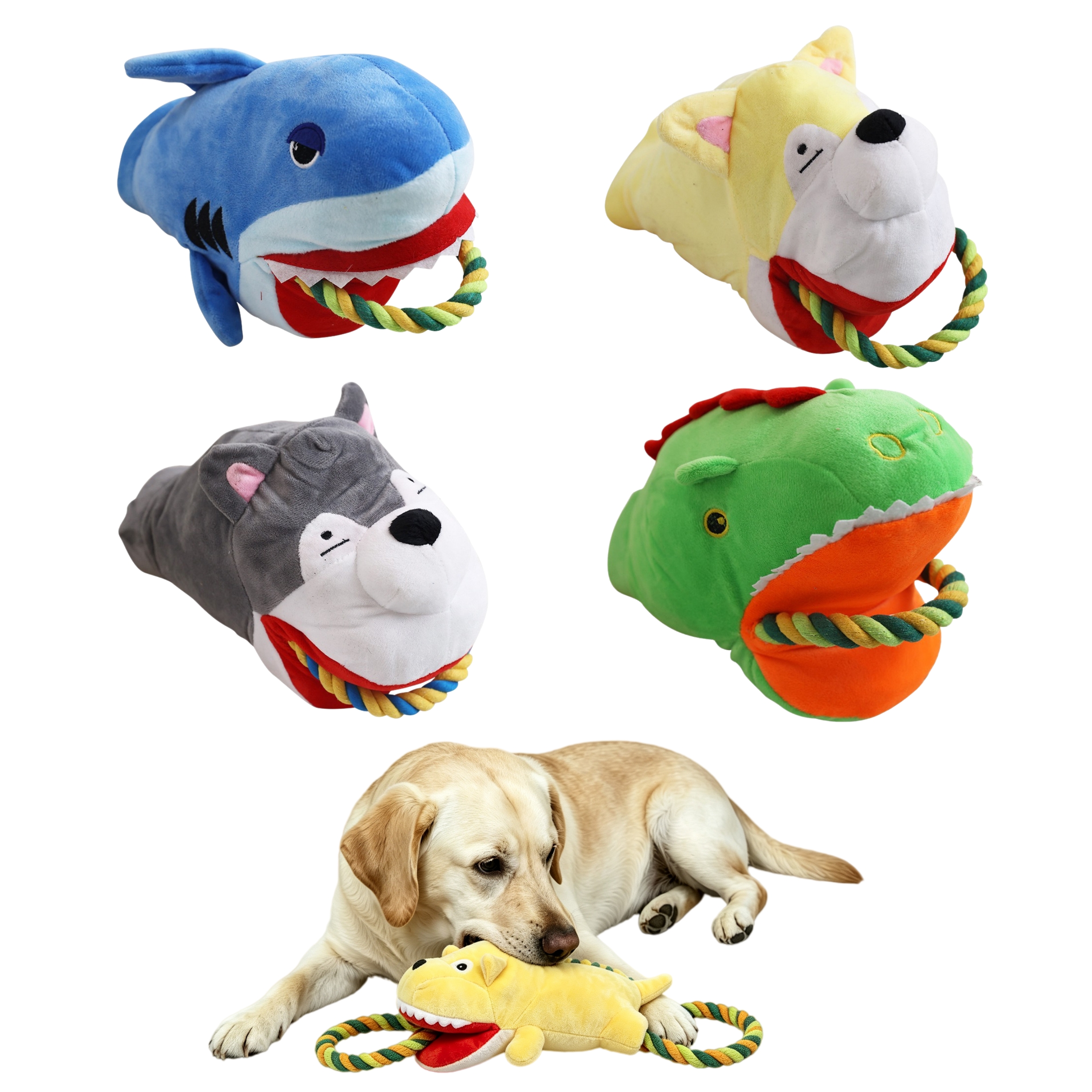 Custom Big-Mouth Animal Pet Plush Rope Dog Chew Interactive Toy