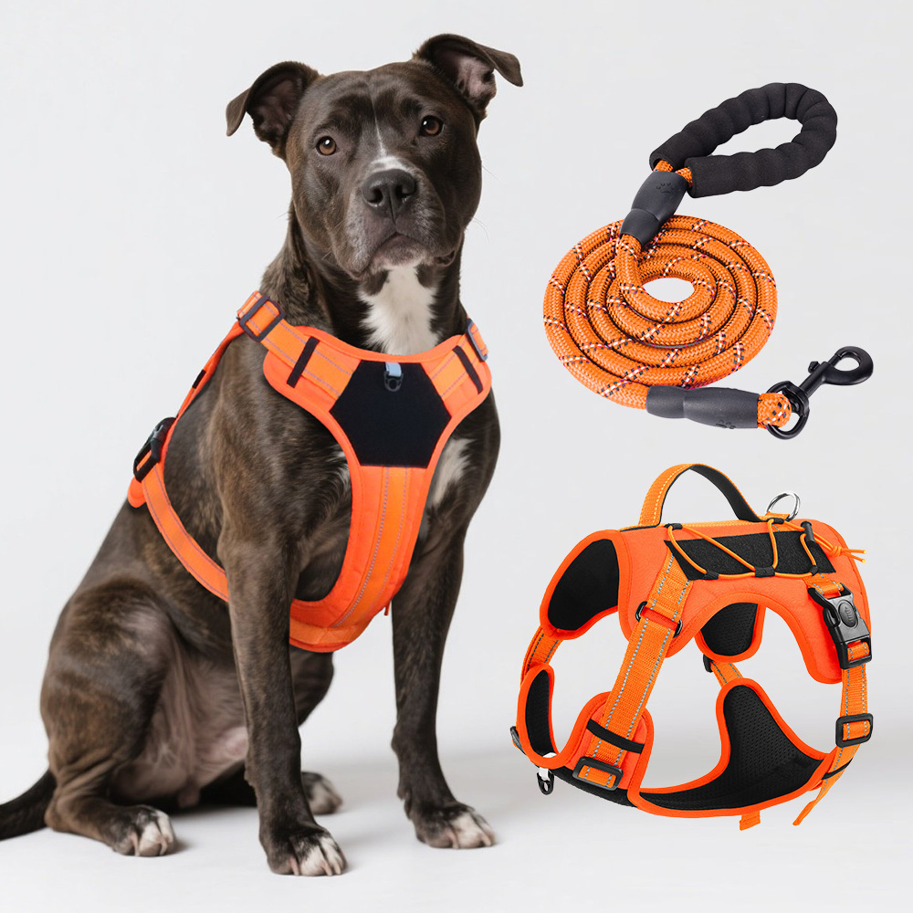 Reflective No Pull Dog Harness With Rope Leash Walking Pet Supplies