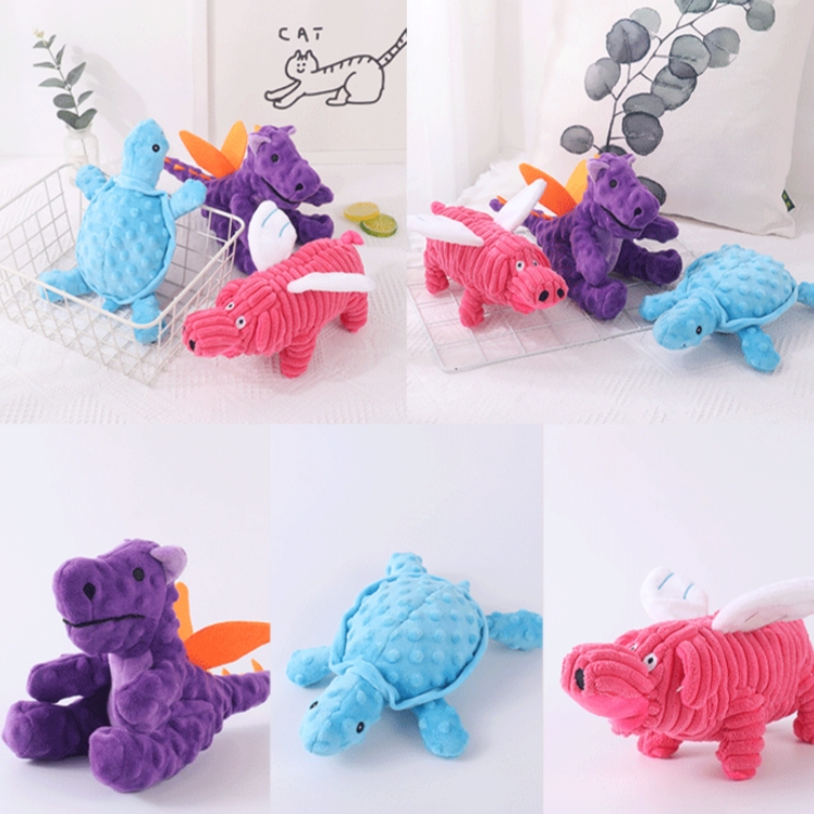 Custom Pet Plush Corduroy Dinosaur Dog Squeaky Toys