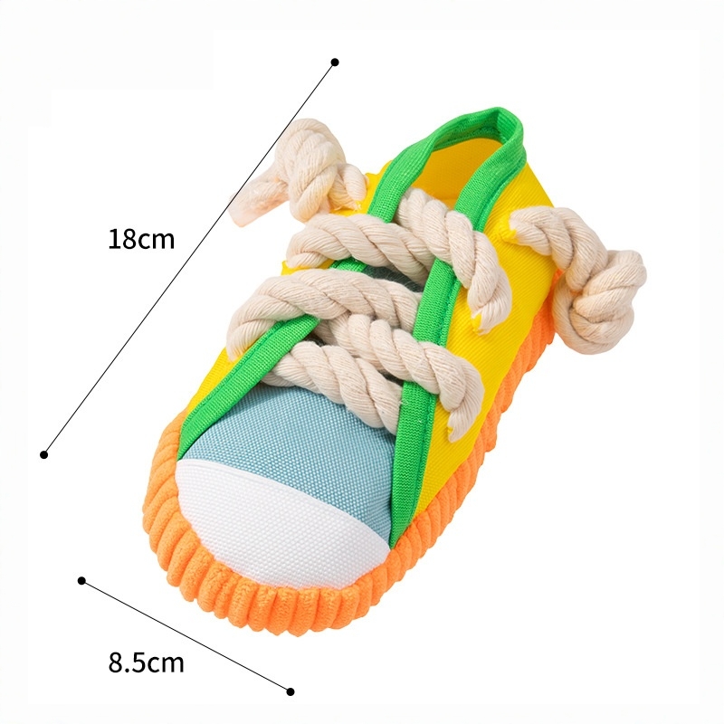 Custom Pet Plush Sneaker Shoe Dog Squeaky Rope Teething Toy