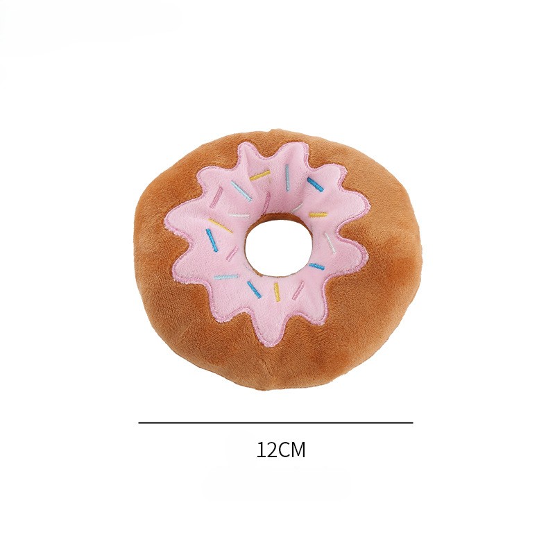 Custom Color Donut Plush Pet Food Dog Chew Squeaky Toy
