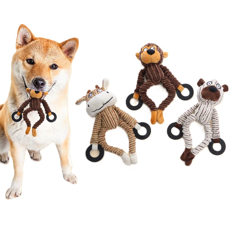 Corduroy Animal Design Custom Pet Plush Dog Chew Squeaky Toy
