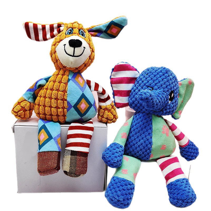 Corduroy Pet Toy Custom Plush Animal Dog Chew Squeaky Interactive Toy
