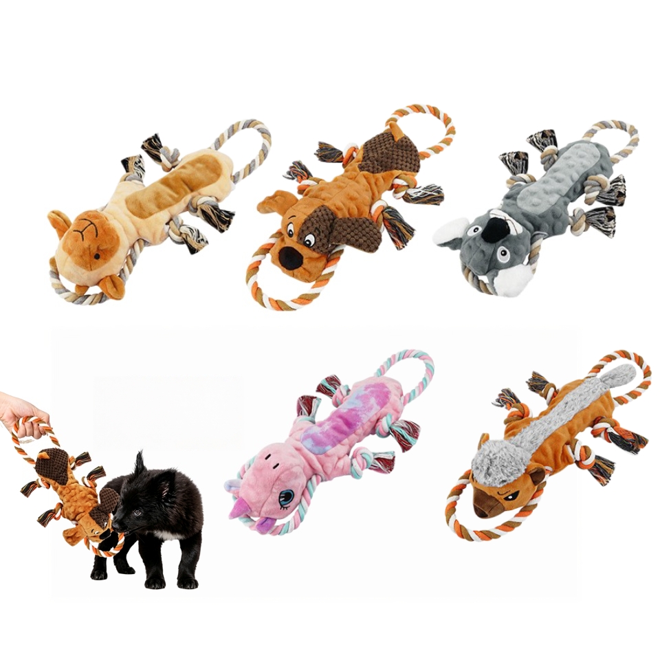 Tug-of-War Pet Interactive Toys Custom Plush Animal Dog Chew Rope Toy