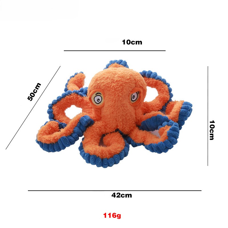 Octopus Pet Toy Custom Plush Corduroy Dog Chew Squeaky Toy