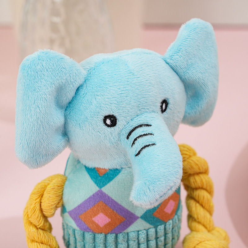 OEM/ODM Custom Pet Plush Sweater Elephant Dog Squeaky Rope Toy