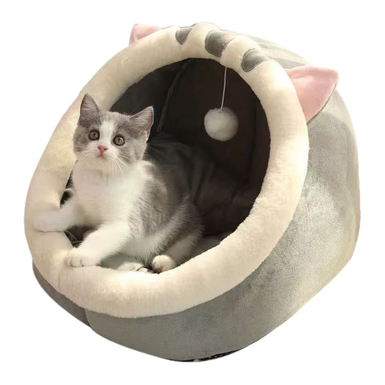 Cute Cat-Ear Shaped Cave Bed Custom Cozy Plush Pet House