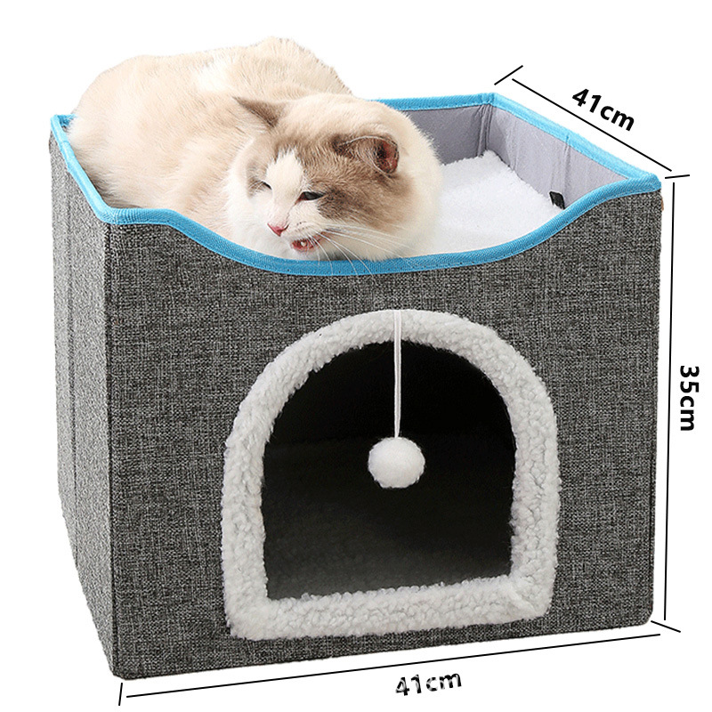 Custom 2-in-1 Foldable Cat House Soft Pet Cat Interactive House