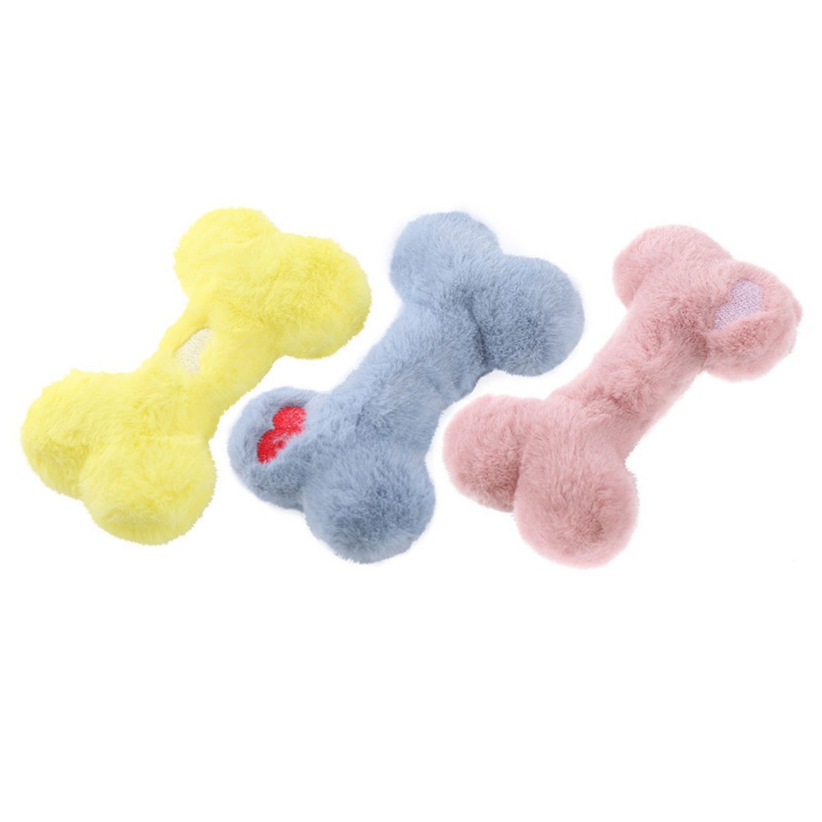 Custom Logo Pet Plush Fluffy Soft Bone Dog Squeaky Toy