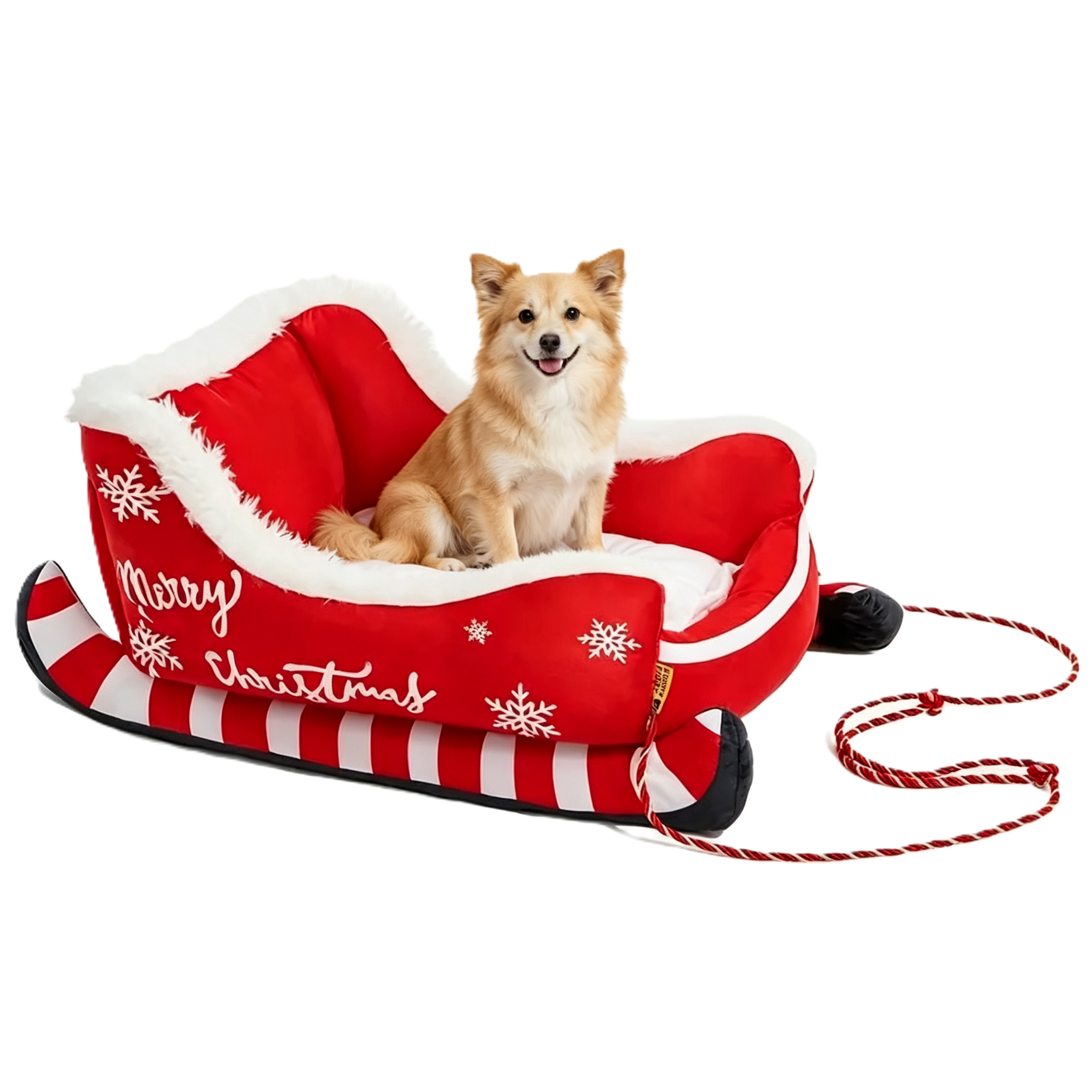 Creative Pet Bed Sled Shaped Plush Warm Christmas Dog Cat Sofa