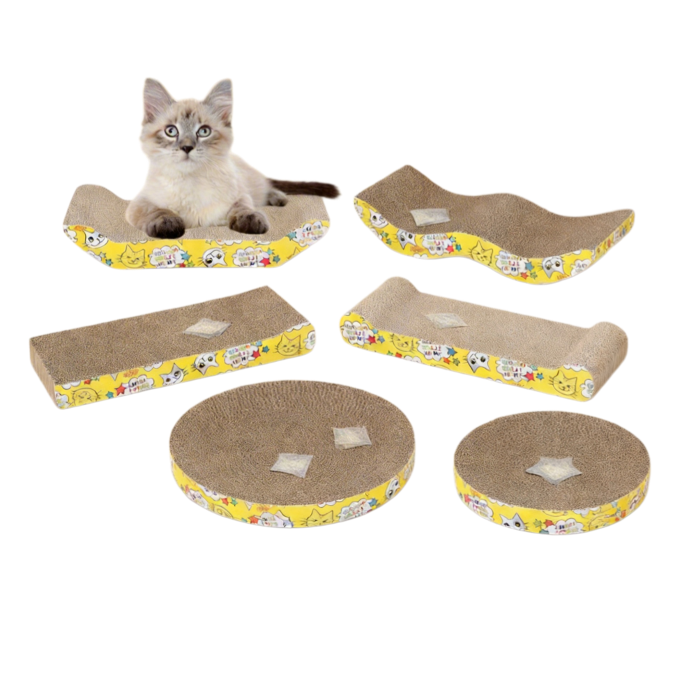 High-Density Reversible Corrugated Cat Scratching Post & Pad Collection
