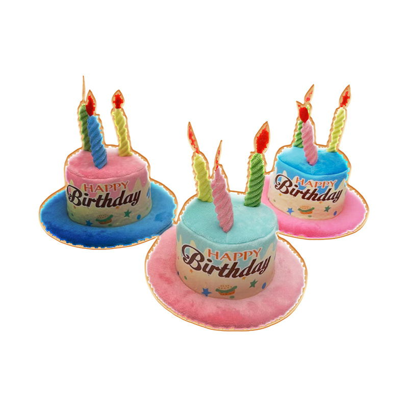 Custom Pet Birthday Gift Plush Soft Party Dog Toy Hat