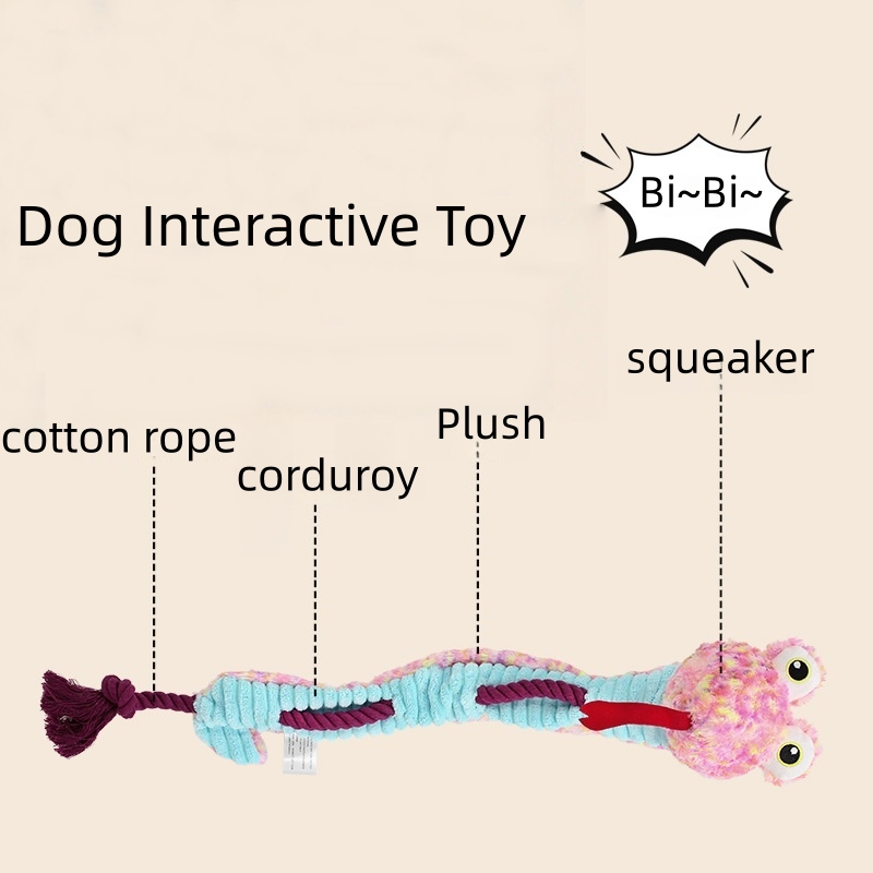 Custom Pet Plush Gator Dog Chew Squeaky Rope Toy