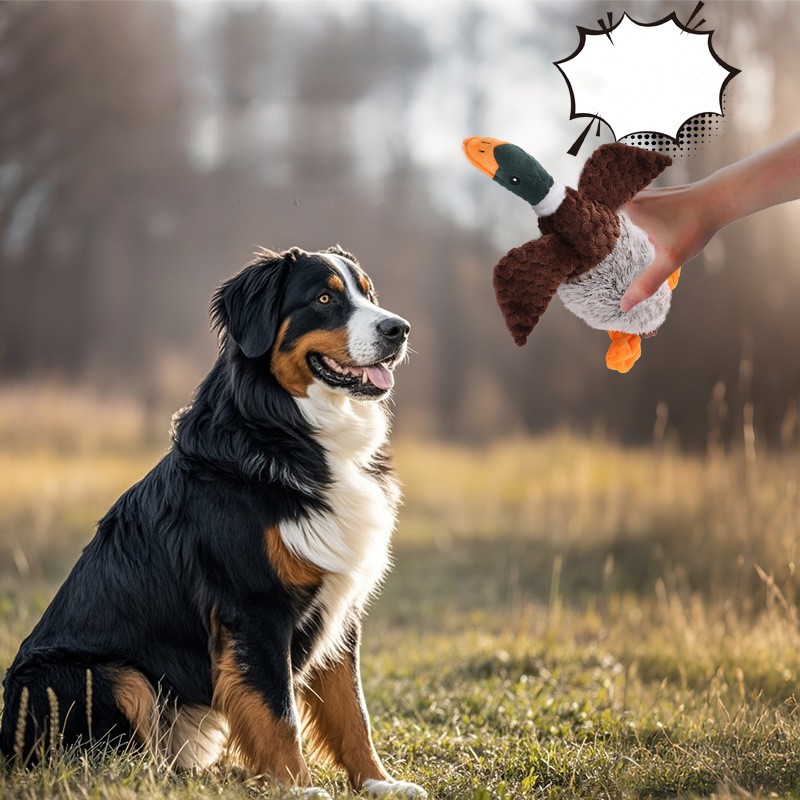 Realistic Fluffy Flying Duck Custom Pet Squeaky Plush Dog Toy