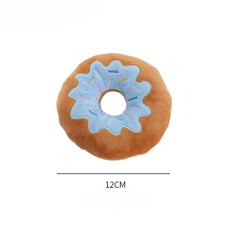 Custom Color Donut Plush Pet Food Dog Chew Squeaky Toy