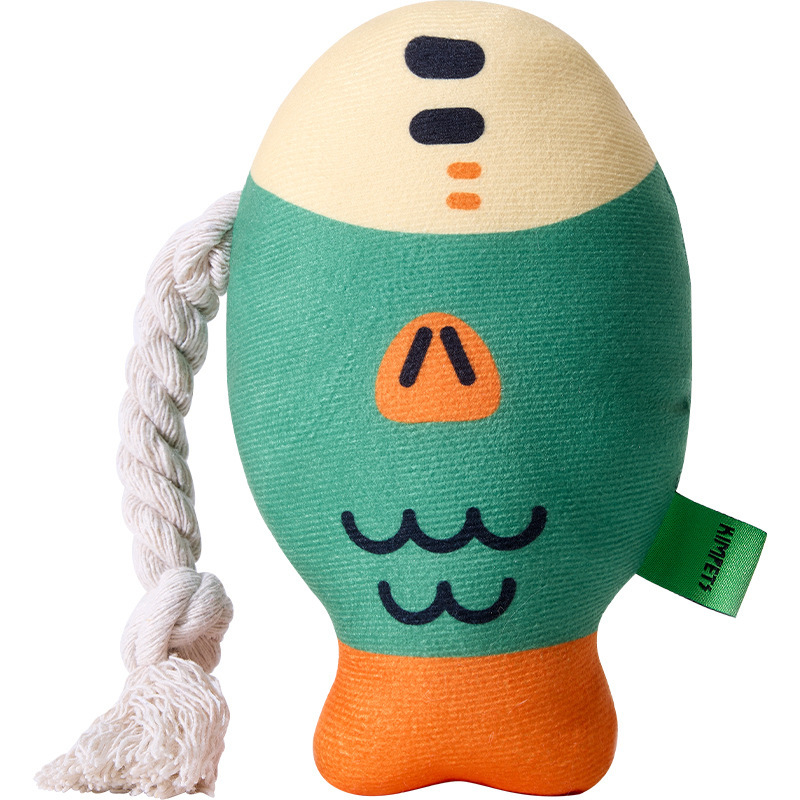 Nordic Style Custom Pet Plush Canvas Fish Dog Chew Squeaky Rope Toy
