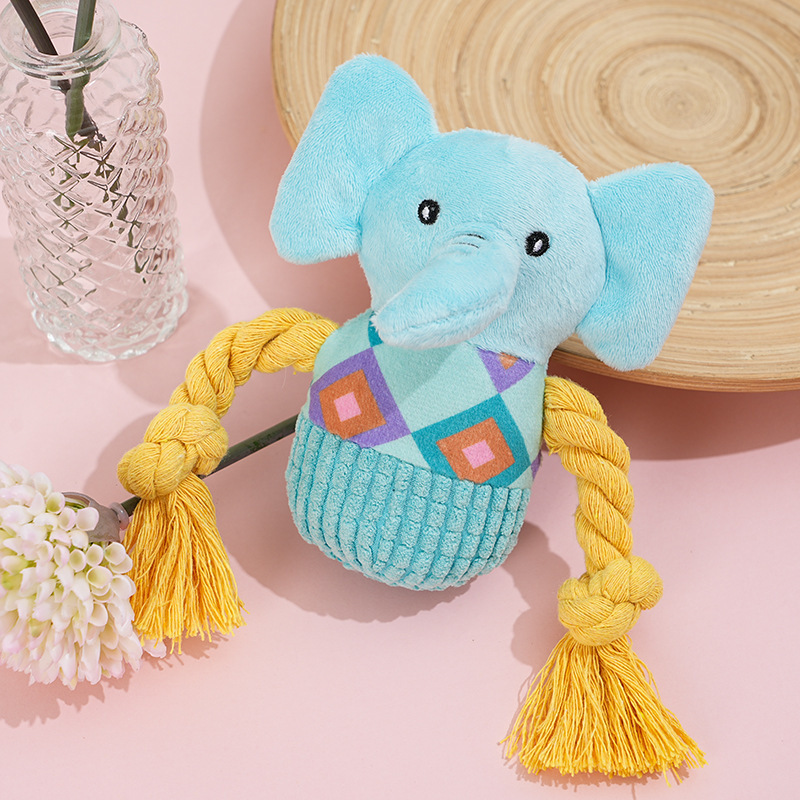 OEM/ODM Custom Pet Plush Sweater Elephant Dog Squeaky Rope Toy