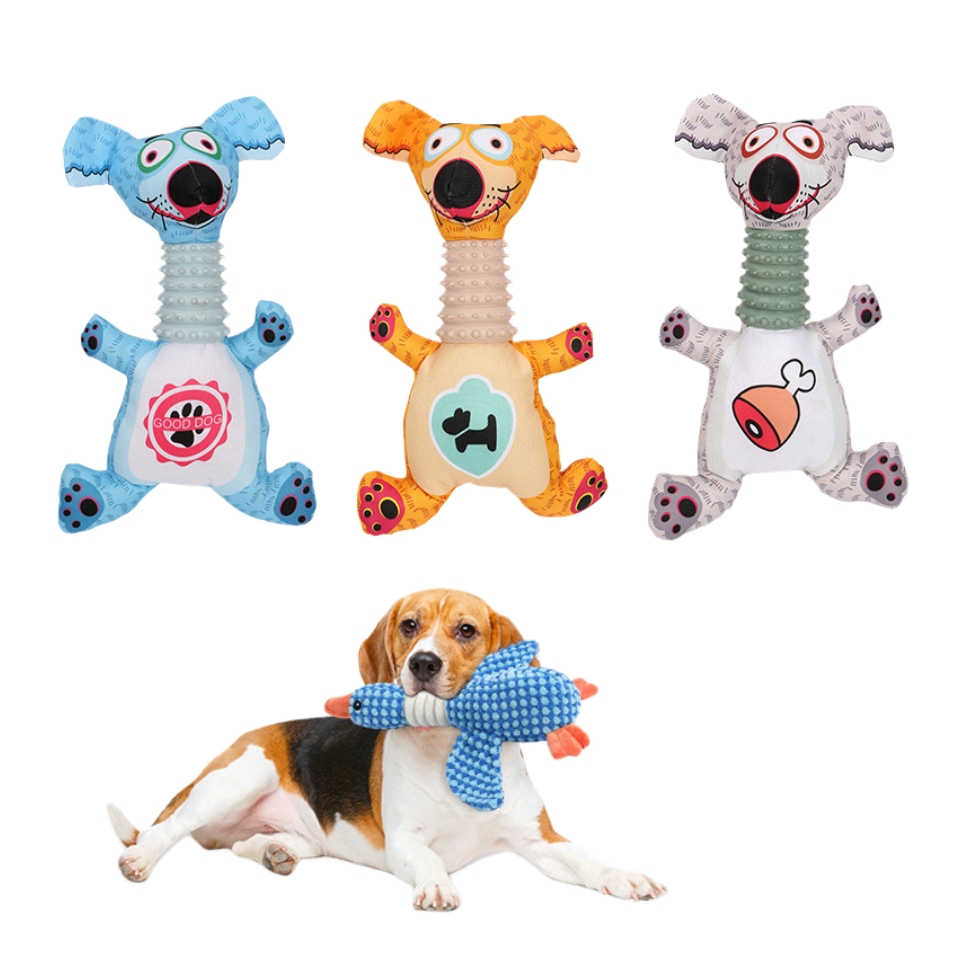 Custom Printing Pet Plush Long-Neck Animal Dog Chew Teething Rubber Toy