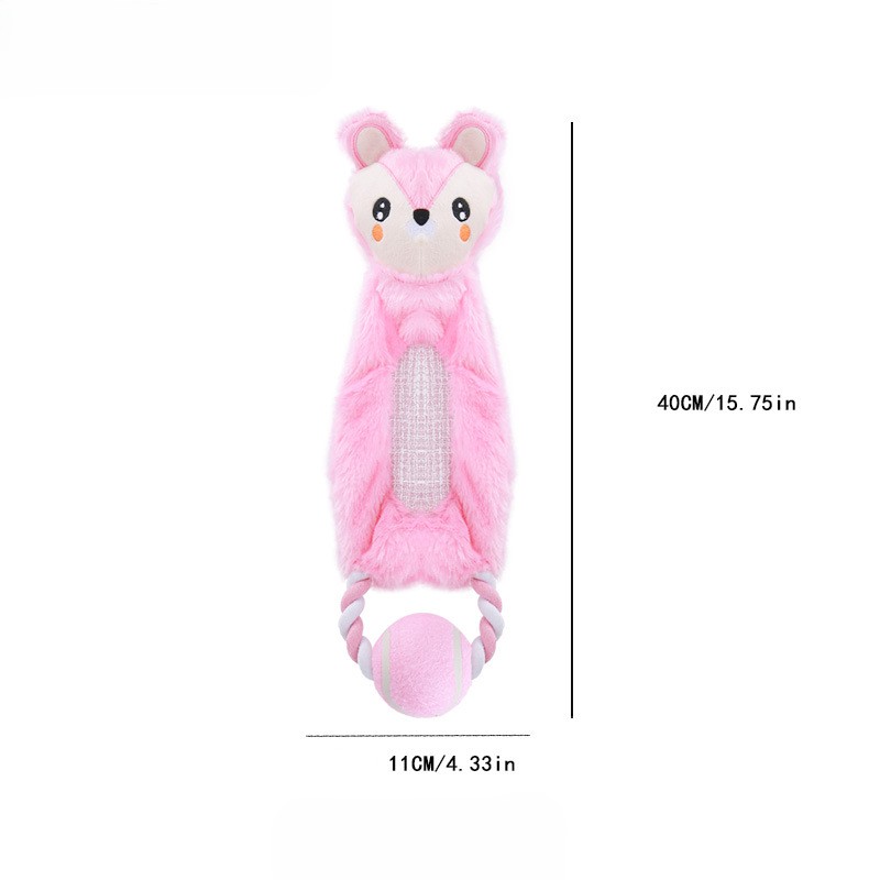 Custom Multi-Textured Plush Animal Rope & Tennis Ball Dog Pet Chew Toy
