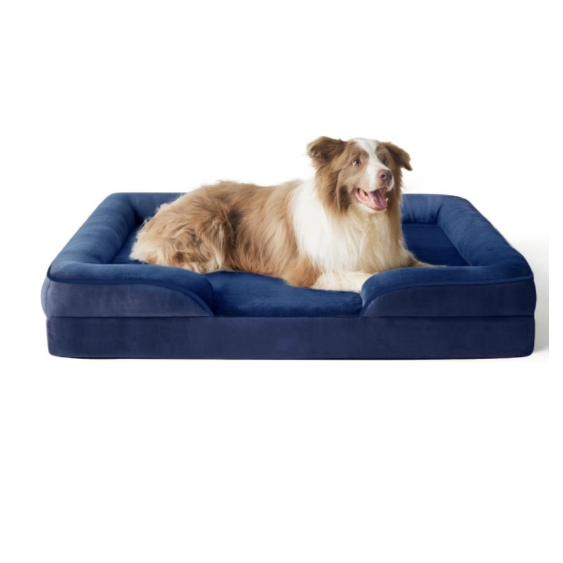 Custom Logo Dog Suede Plush Sofa-Style Pet Soft Bed