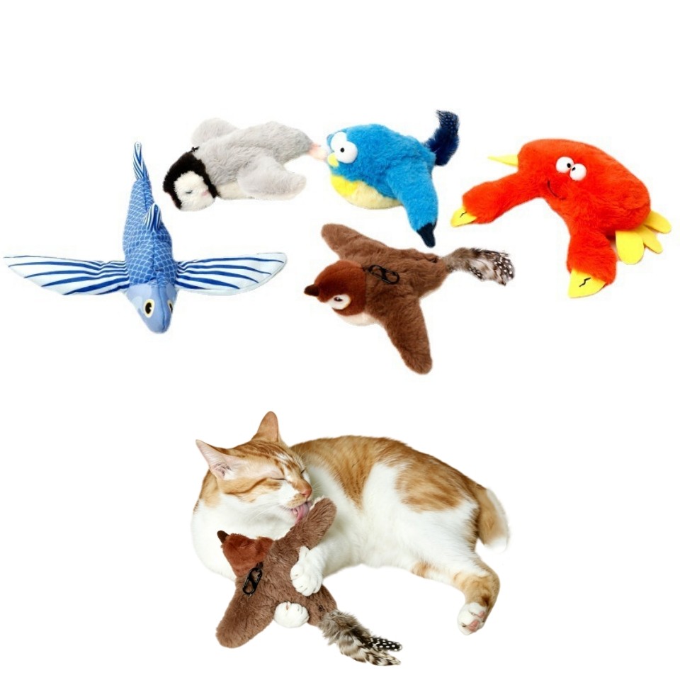 Custom Bird Designs Pet Cat Plush Catnip Toy with Feathers