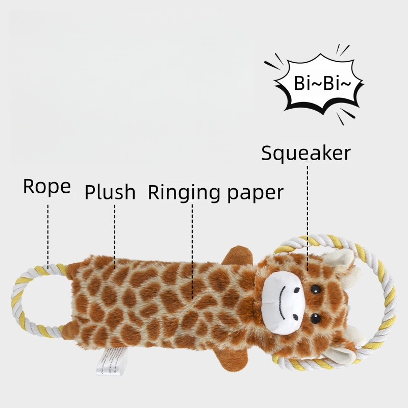 Custom Animal Pet Plush Rope Handles Dog Chew Interactive Toy