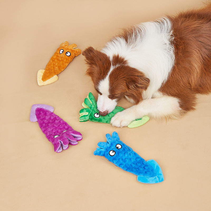 Pet Plush Soft Squid Custom Color Dog Chew Squeaky Toy