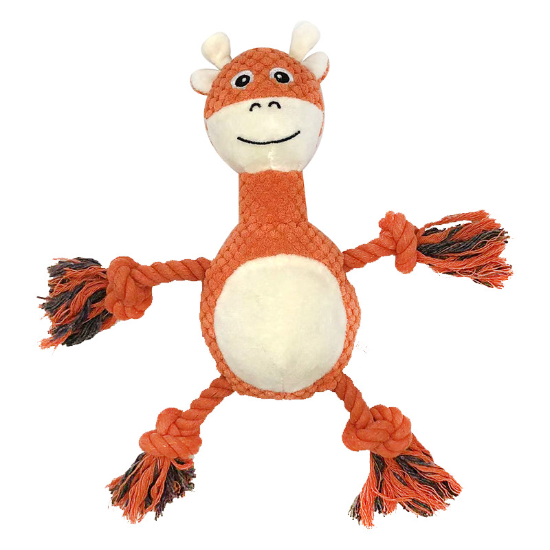 Long-Neck Textured Custom Animal Pet Plush Knotted Cotton Rope Dog Toy