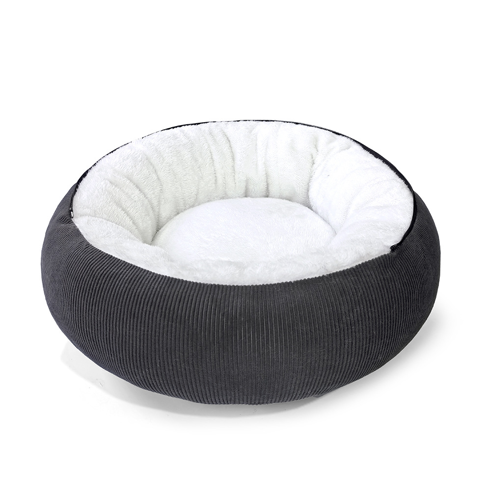 2-in-1 Hooded Donut Plush Pet Dog Bed with Detachable Hood