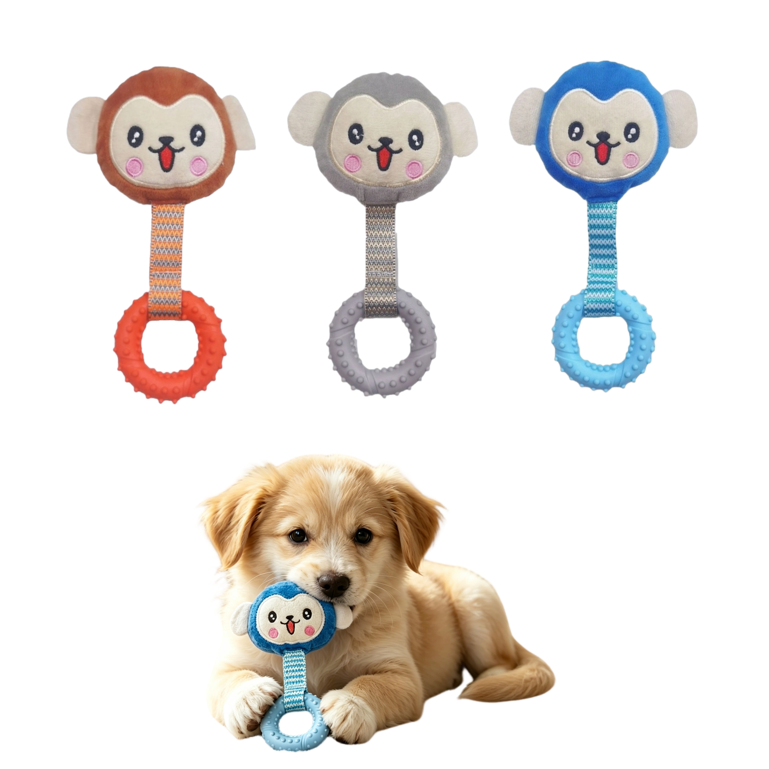 Pet Interactive Toy Custom Plush Monkey Dog Teething Rubber Toy