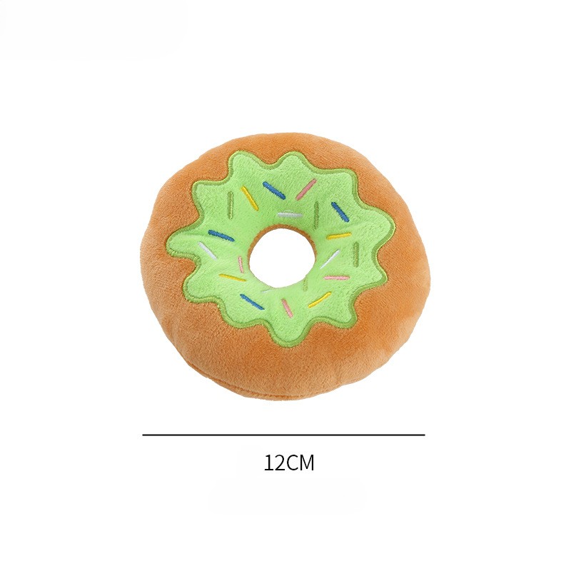 Custom Color Donut Plush Pet Food Dog Chew Squeaky Toy