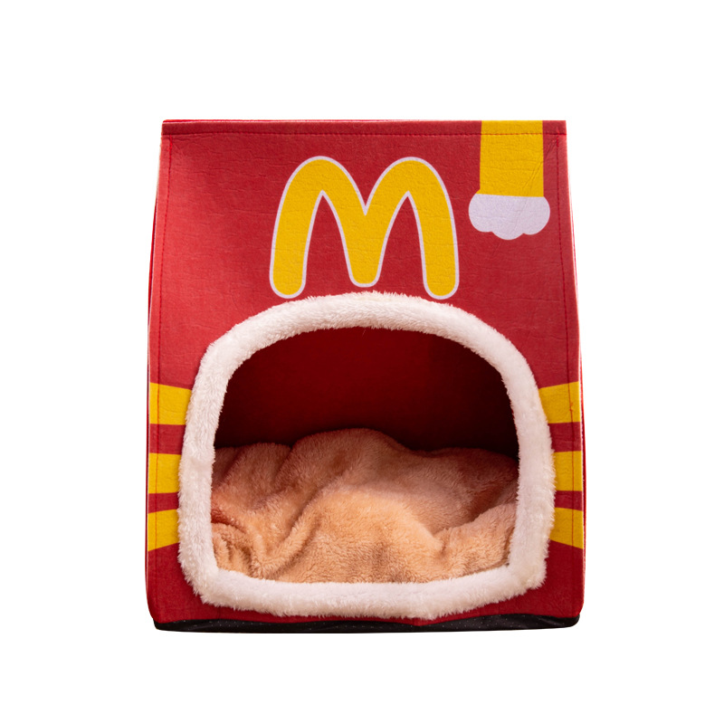 Custom Brand Logo Snack Bag Pet Plush Cat Dog Cave House