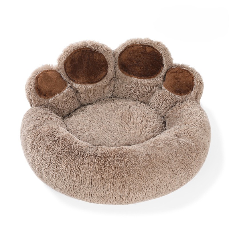 Custom Bear Paw Fluffy Pet Calming Warm Donut Dog Bed