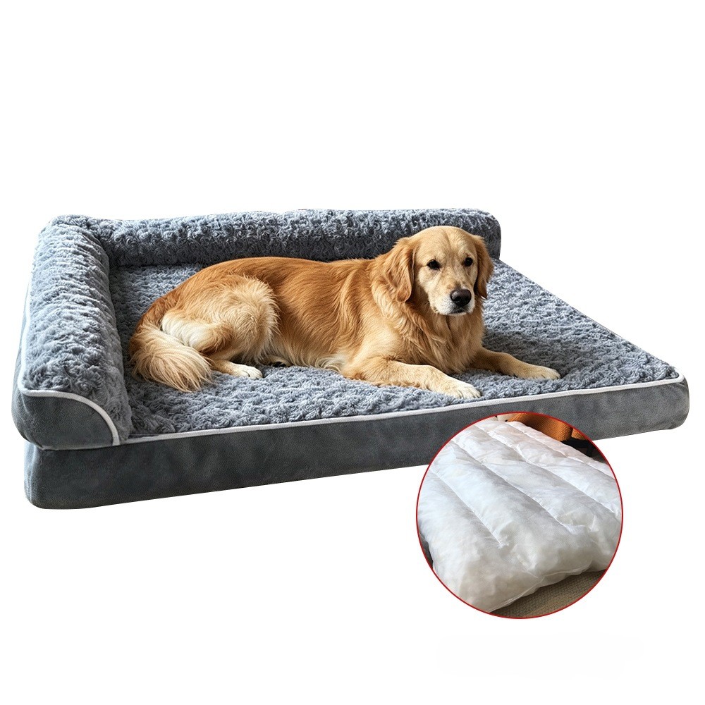 Foldable Egg-Crate Foam L-Shaped Custom Pet Dog Plush Bed