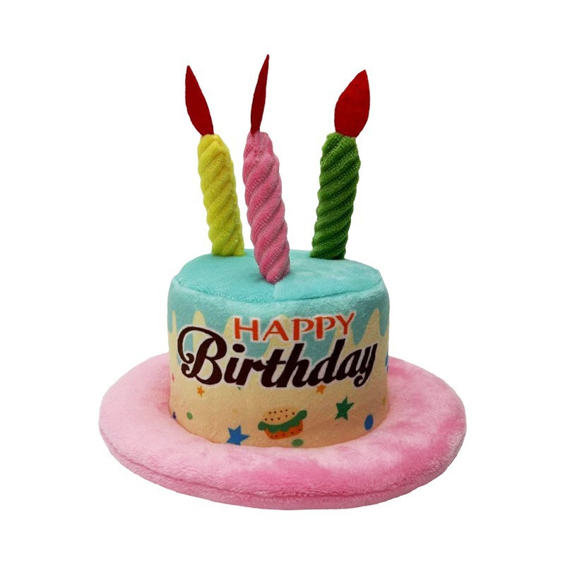 Custom Pet Birthday Gift Plush Soft Party Dog Toy Hat