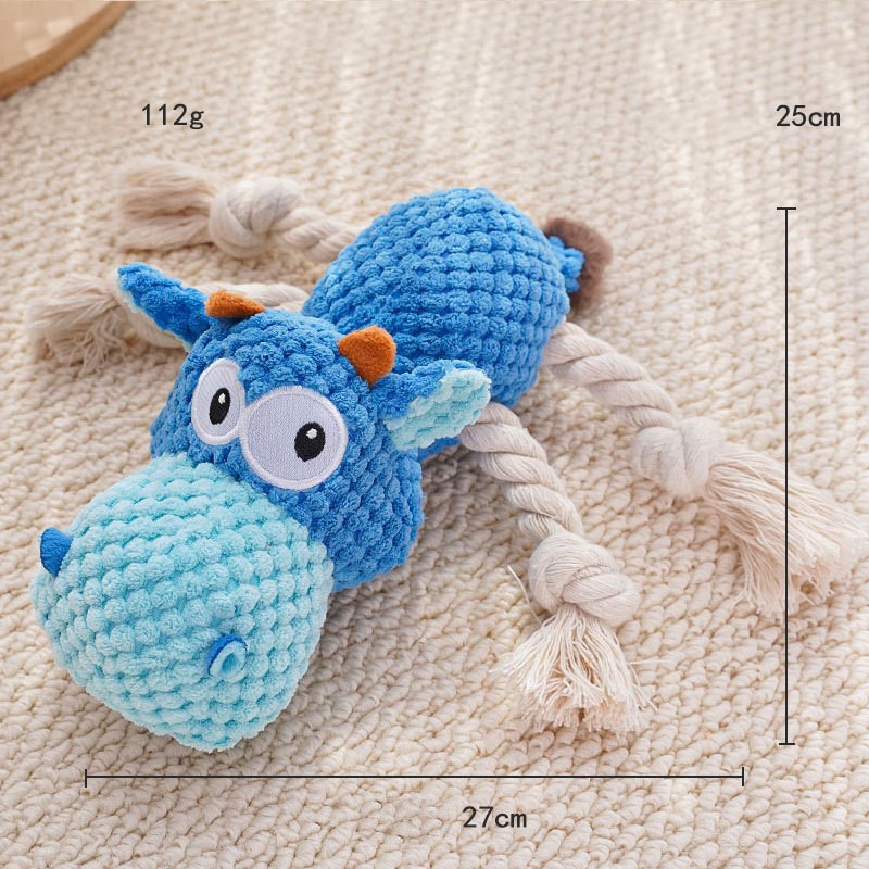 Custom Animal Pet Textured Plush Squeaky Dog Rope Toy