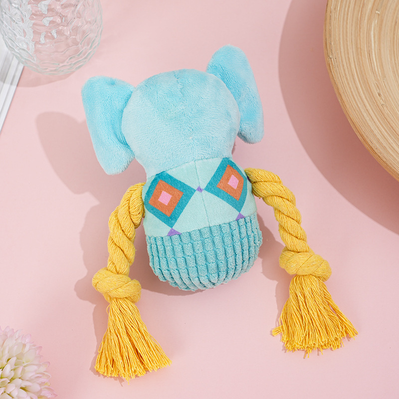 OEM/ODM Custom Pet Plush Sweater Elephant Dog Squeaky Rope Toy