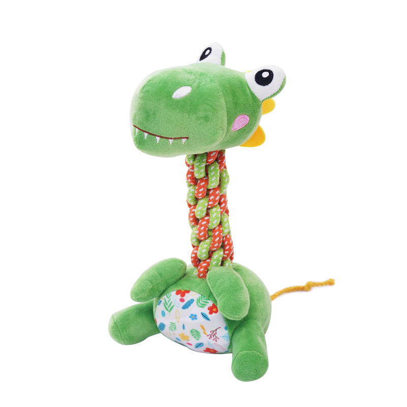 Custom Pet Plush Long-Neck Animal Dog Interactive Squeaky Rope Toy