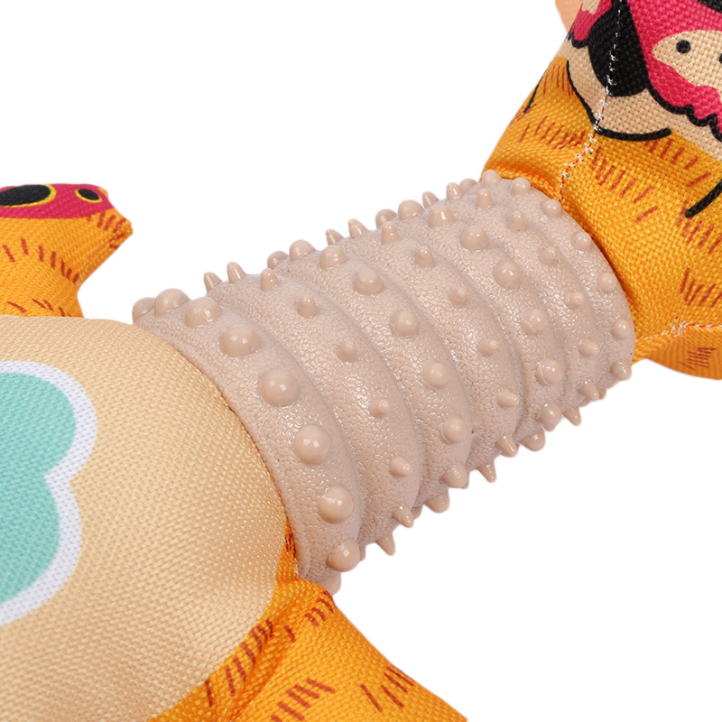 Custom Printing Pet Plush Long-Neck Animal Dog Chew Teething Rubber Toy