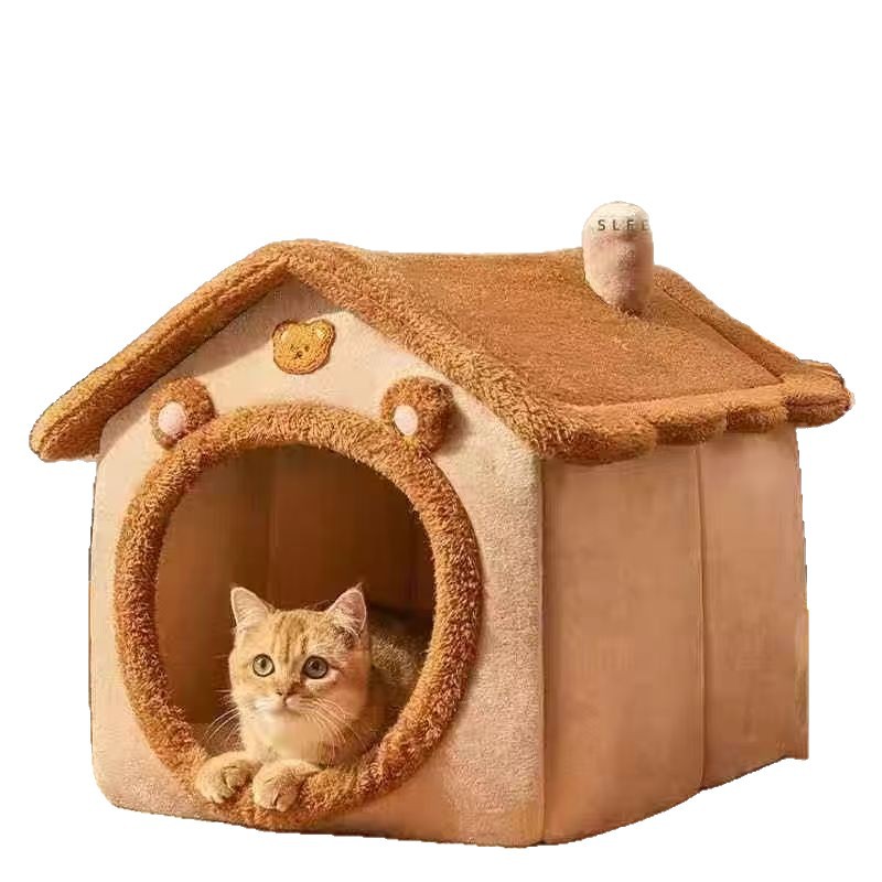 OEM/ODM Winter Warm Plush Pet House Dog Cat Bed Villa