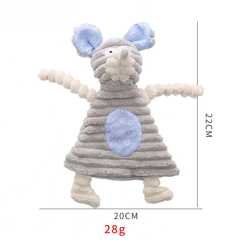 Custom Printing Pet Plush Corduroy Animal Cute Dog Chew Squeaky Toy