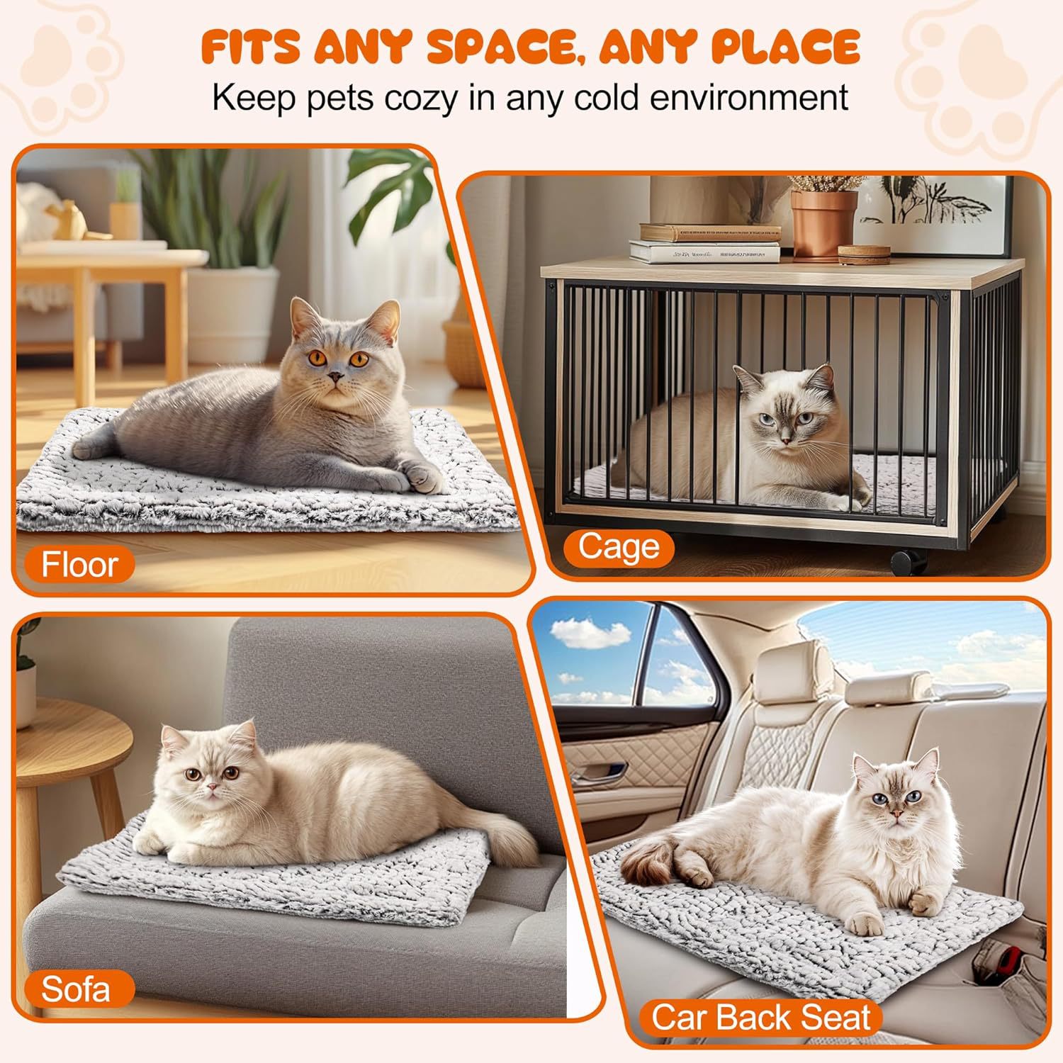 Custom Self-heating Thermal Thick Plush Pet Bed Dog Cozy Mat