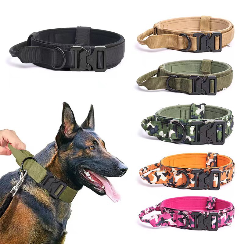 Custom Logo K9 Dog Collar with Integrated Control Handle Metal Buckle